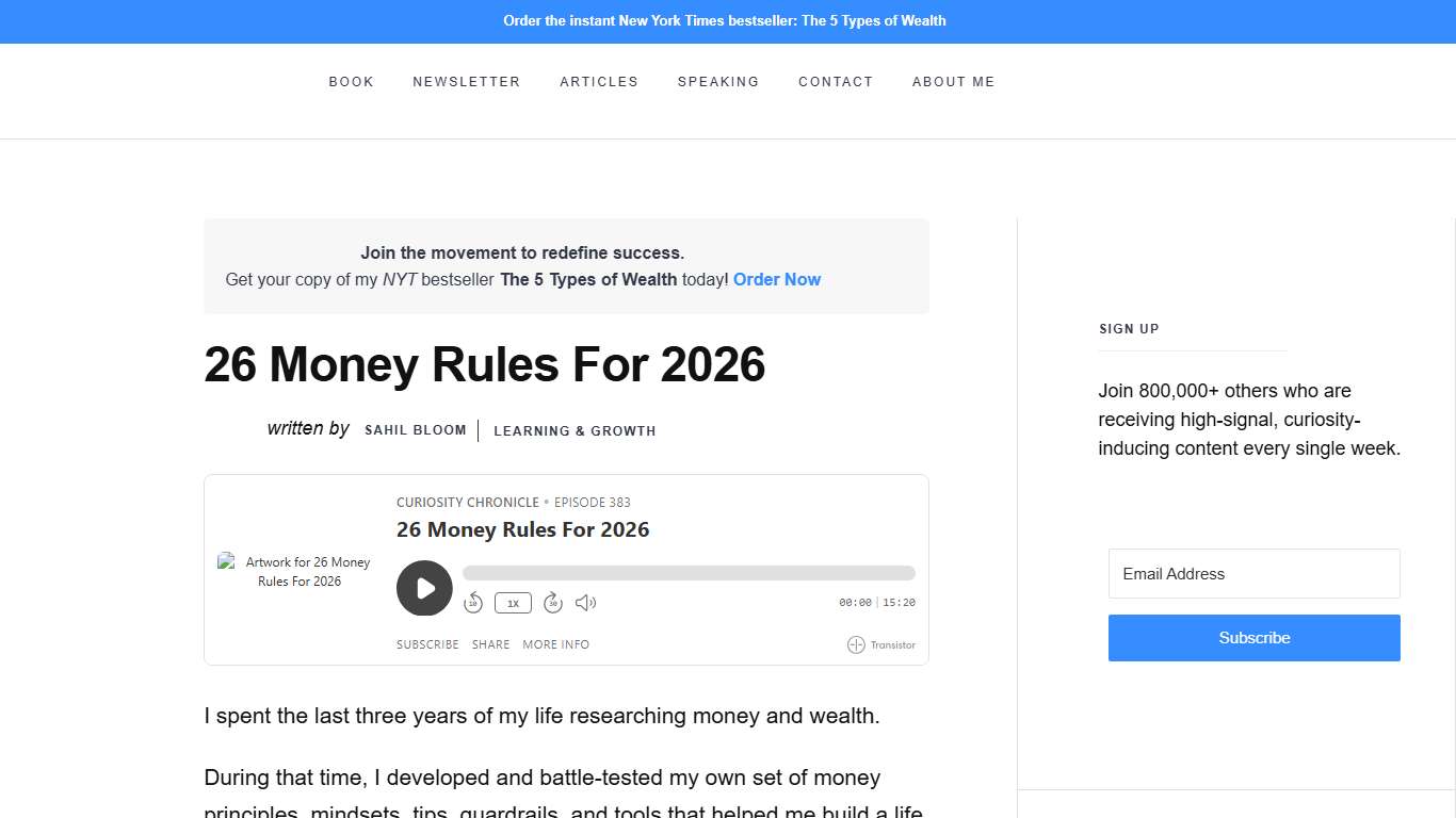 26 Money Rules For 2026 | The Curiosity Chronicle